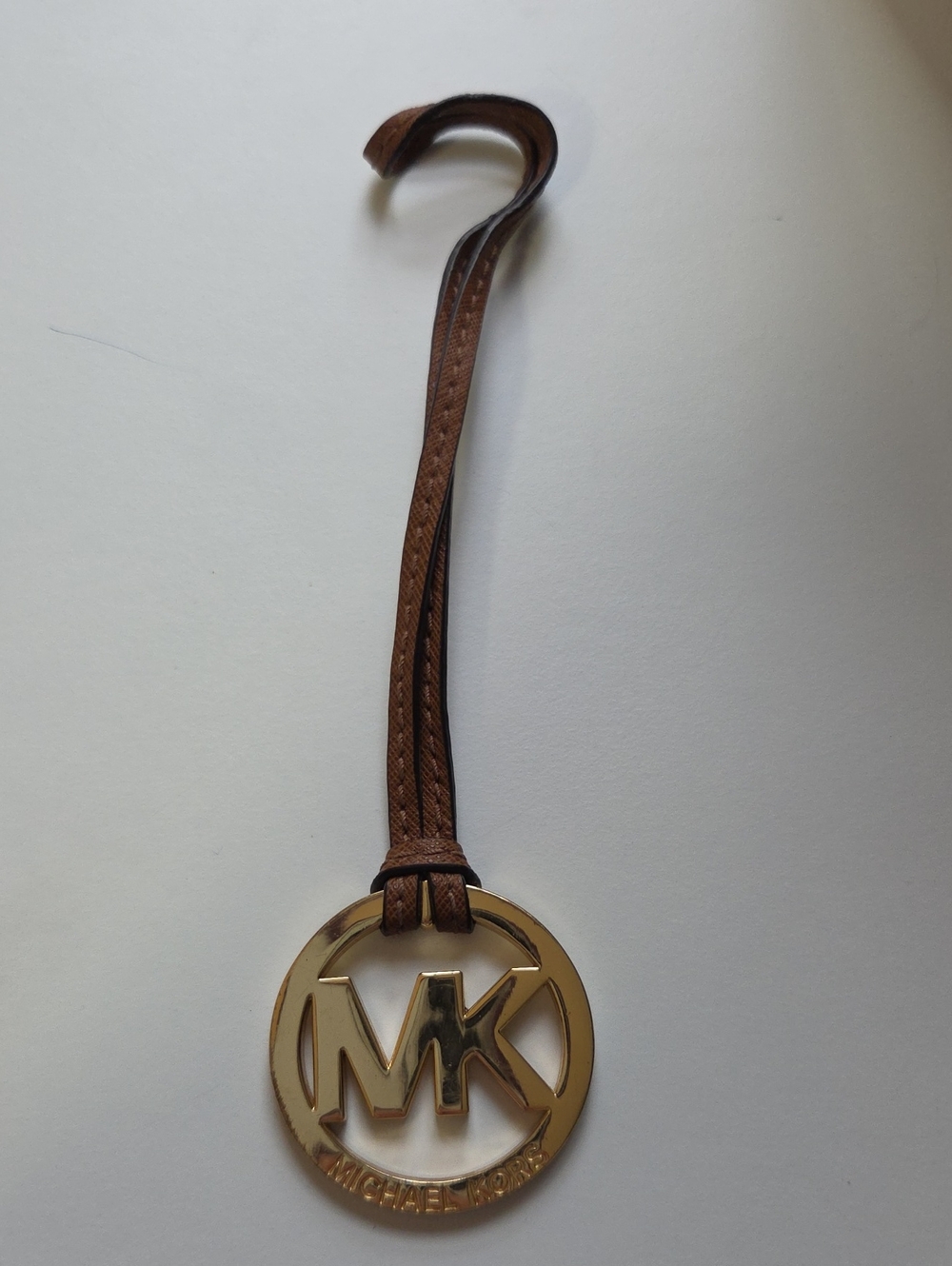 Michael Kors Brown Leather Strap Gold MK Logo Charm